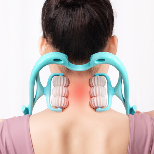 Multifunctional 6-Wheel Manual Neck Massager – Deep Tissue Roller for Pain Relief & Relaxation