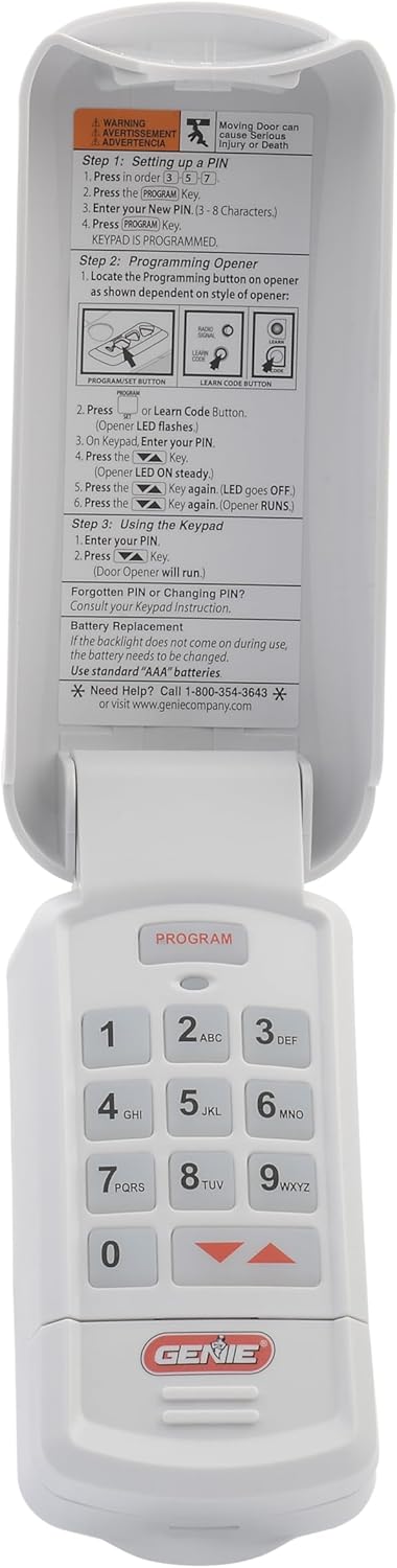 Genie Wireless Keyless Garage Door Opener Keypad, Intellicode Security, Backlit PIN Entry, Easy Installation