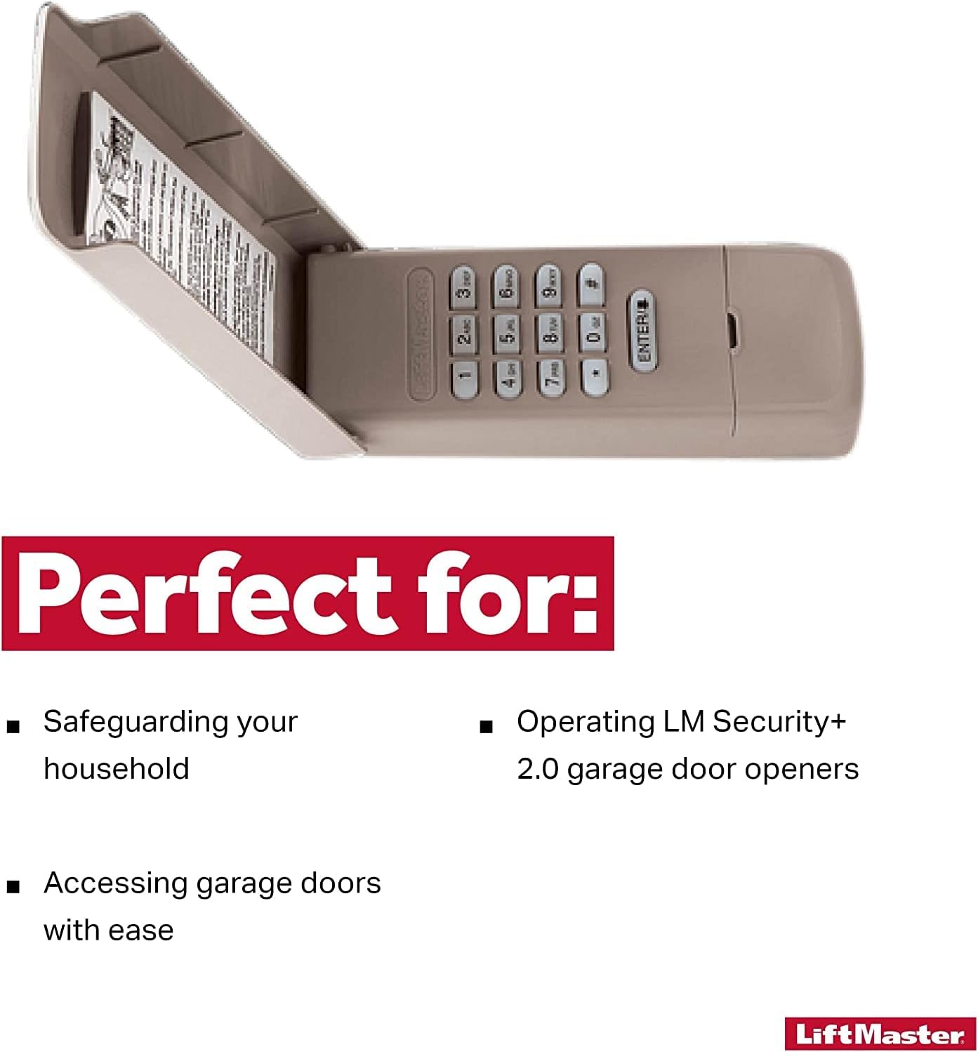 LiftMaster 877LM / 877LMMC Wireless Keyless Entry Garage Door Keypad,  Security+ 2.0,  Backlit PIN Access