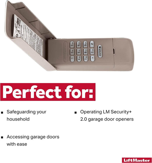 LiftMaster 877LM / 877LMMC Wireless Keyless Entry Garage Door Keypad,  Security+ 2.0,  Backlit PIN Access