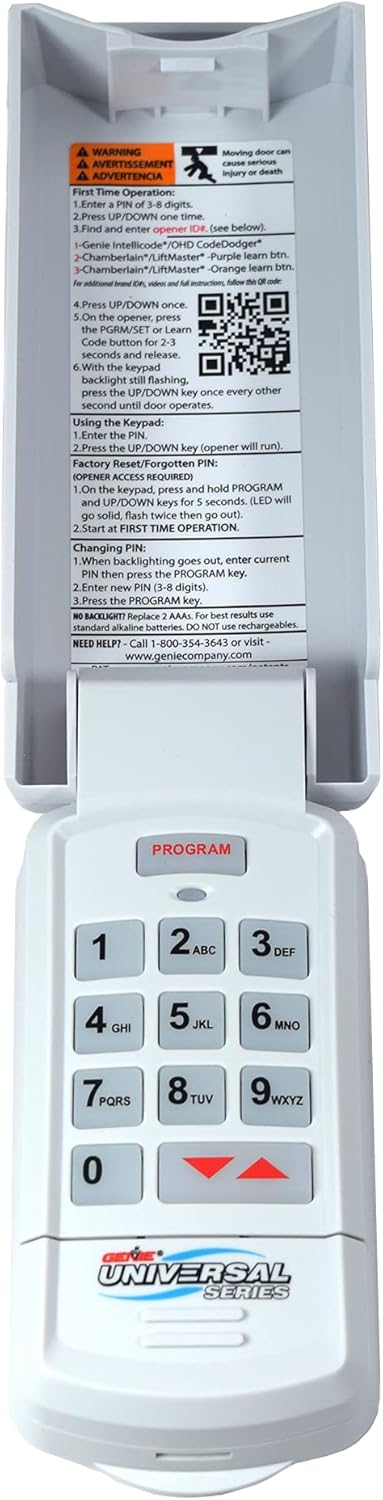 Genie GUK-R Wireless Universal Garage Door Opener Keypad,  Backlit Keyless Entry,  Universal Compatibility