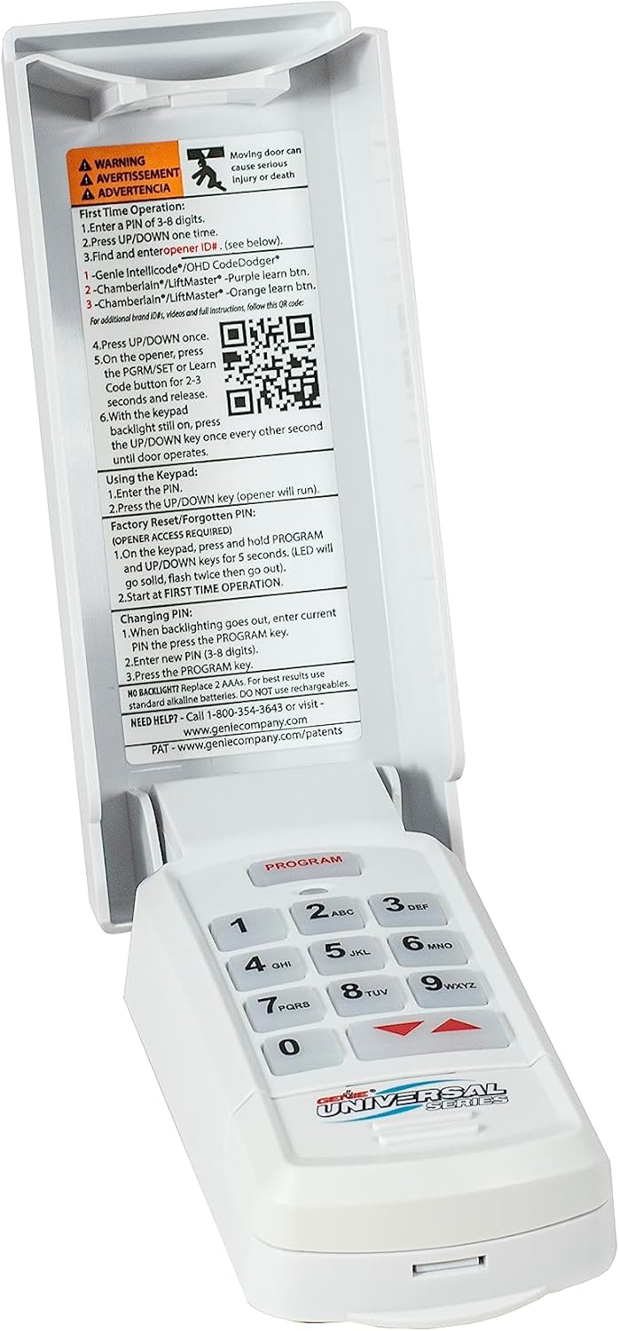 Genie GUK-R Wireless Universal Garage Door Opener Keypad,  Backlit Keyless Entry,  Universal Compatibility