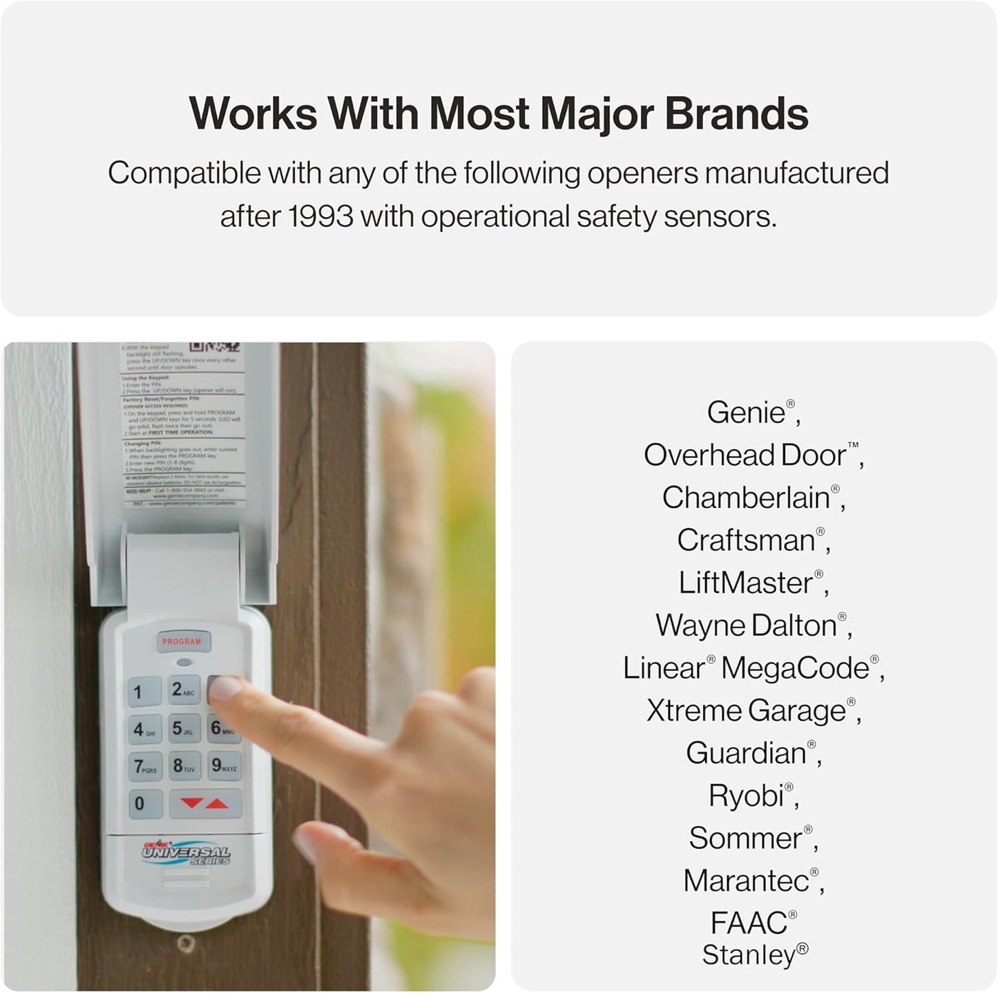 Genie GUK-R Wireless Universal Garage Door Opener Keypad,  Backlit Keyless Entry,  Universal Compatibility