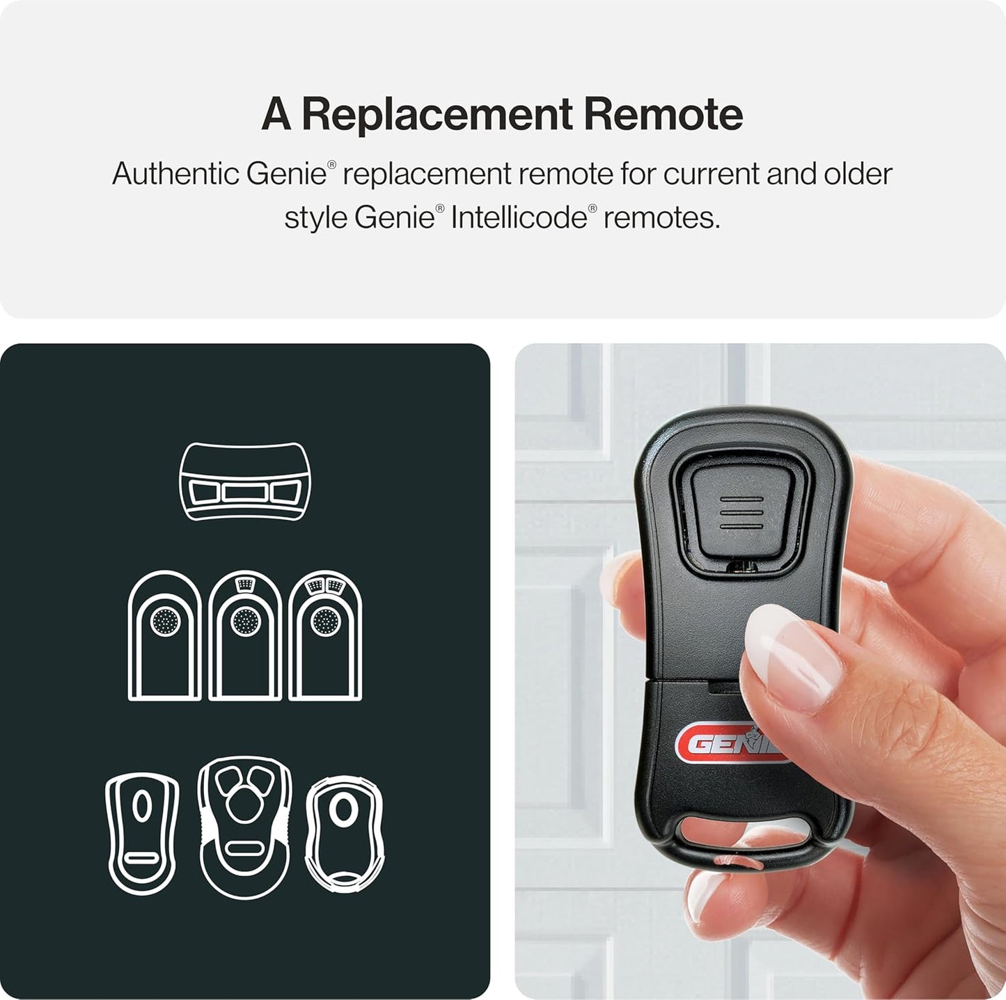 Genie Single-Button Garage Door Opener Remote, Intellicode Security, Dual Frequency 315/390 MHz