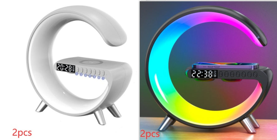 G-Shaped LED Lamp with Bluetooth Speaker & Wireless Charger – Smart App-Controlled Ambient Light for Bedroom & Home Décor